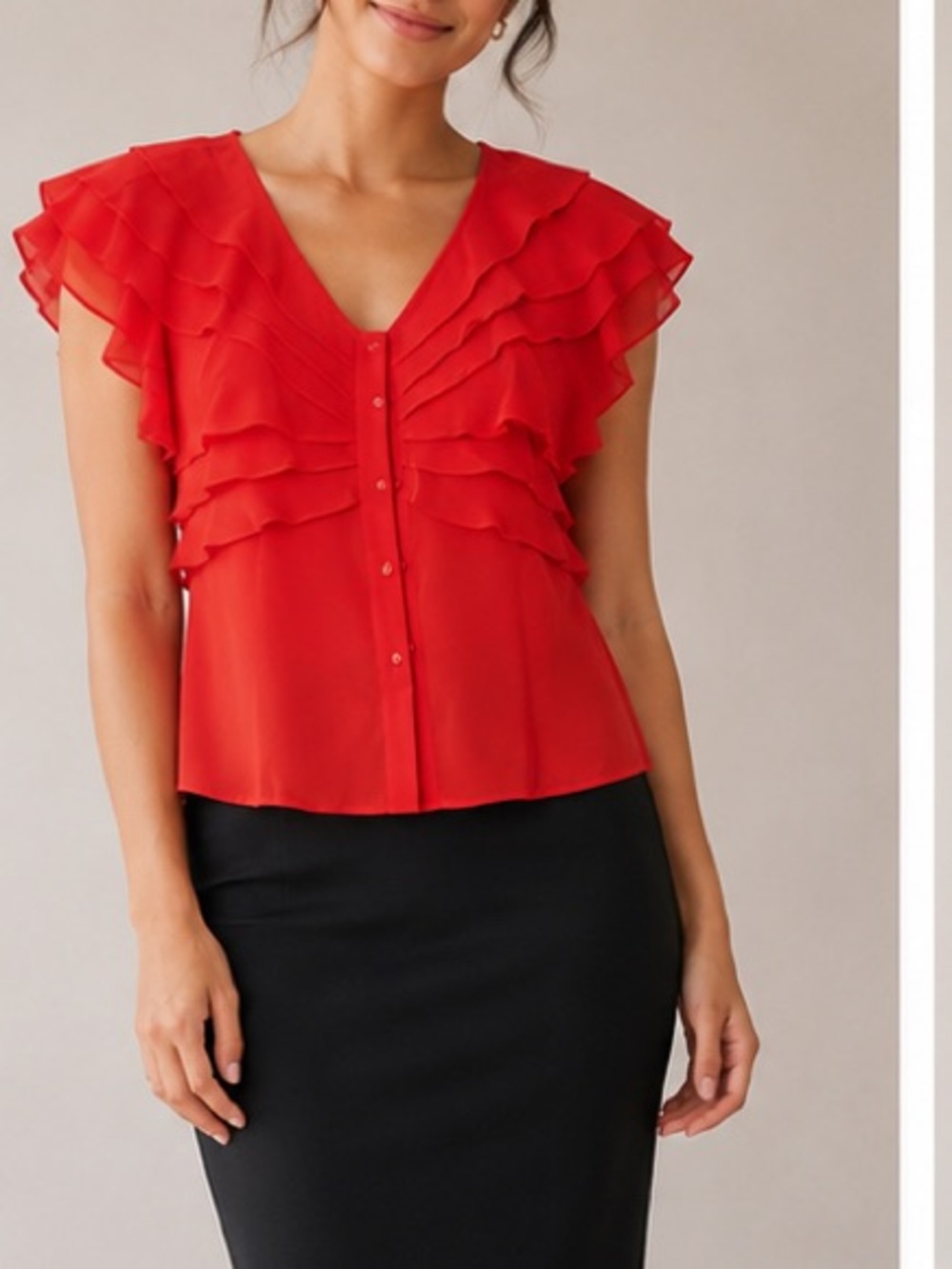 Vero Moda Coral Ruffle Button-Front Blouse